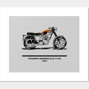 Triumph Bonneville T120 Orange Posters and Art